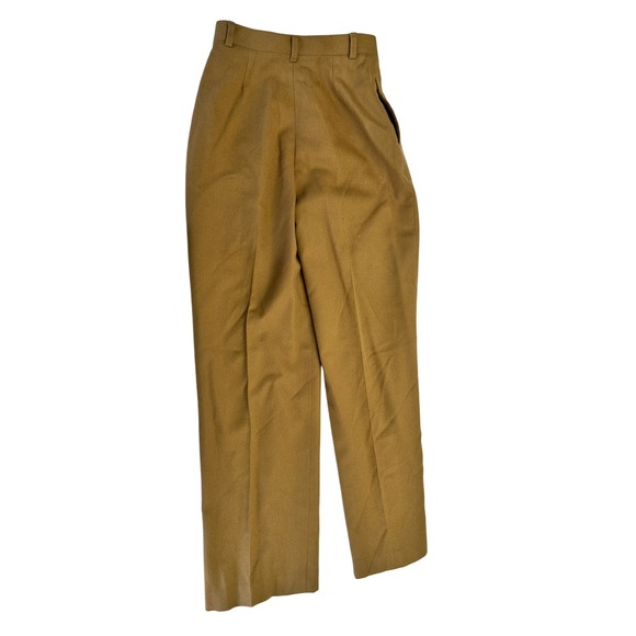 Vintage 70s High Waisted Trousers Camel Brown Wool Women's Tailored Pants Sz 4 - Picture 9 of 9